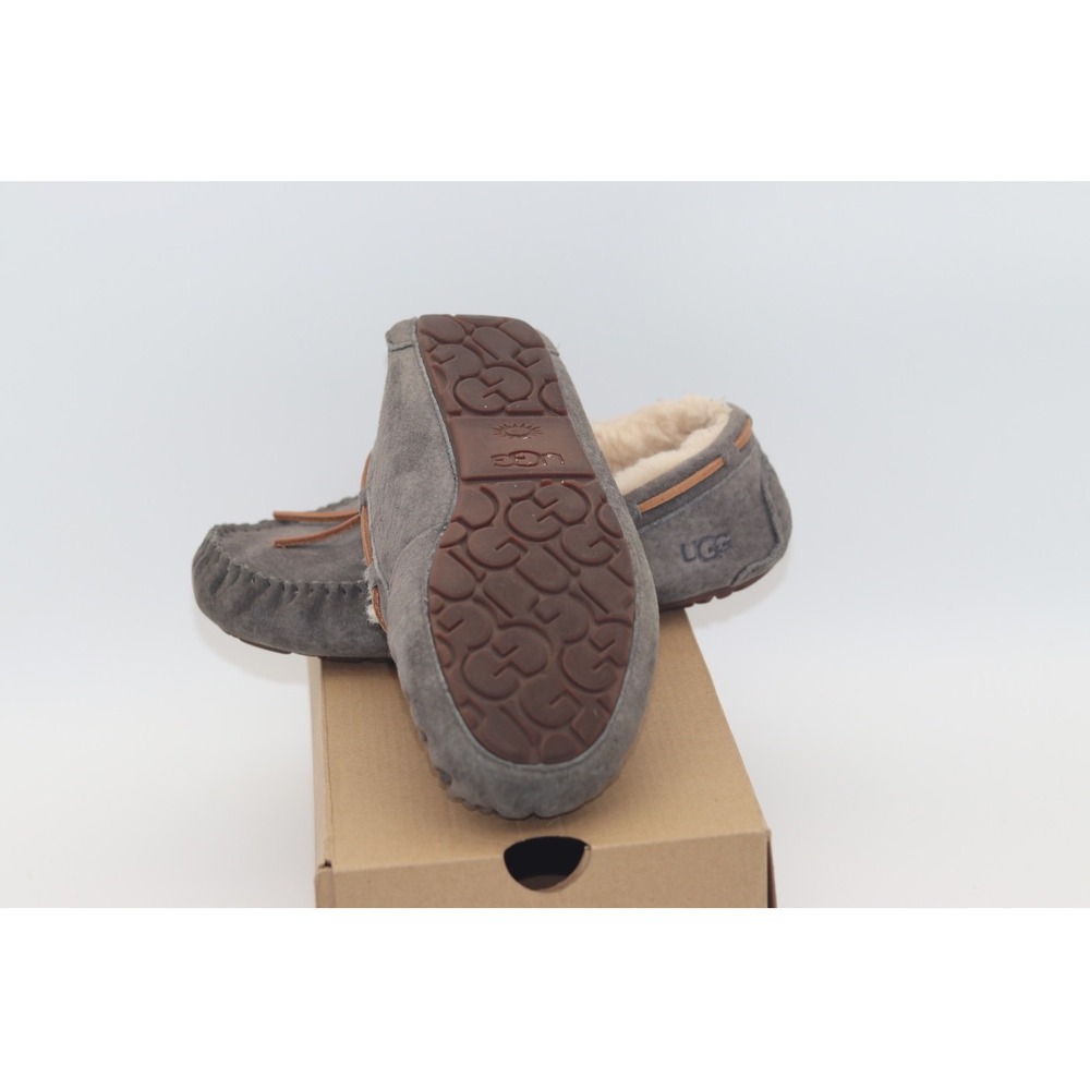 UGG Dakota Pewter Suede Moccasin Slippers Grey Wool Lined 5612 Womens 8 - Picture 8 of 10